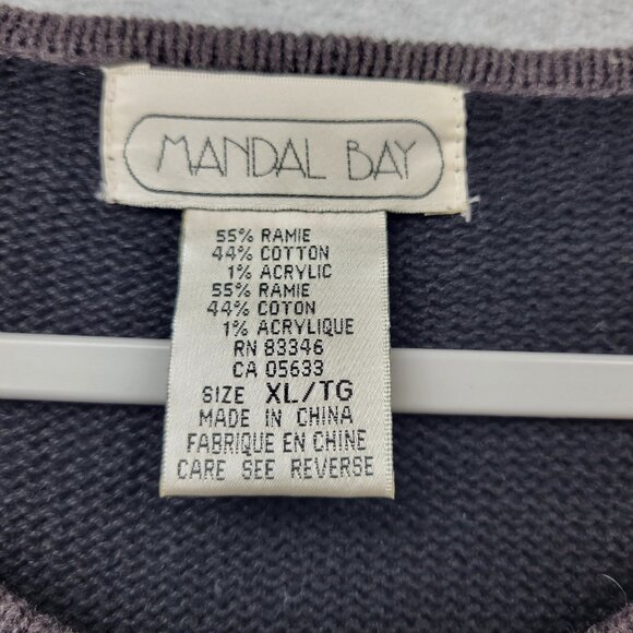 Vintage Mandal Bay Cardgan Womens XL Black Knit Santa Snowman Holiday Sweater - Picture 10 of 16